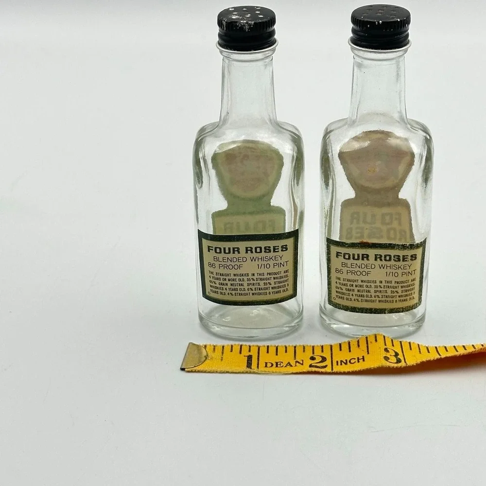 Vintage Four Roses‎ Paper Label Bottle salt and pepper shakers